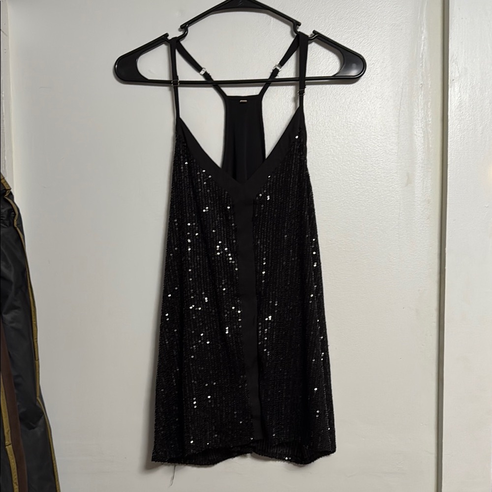Black sequined tank top